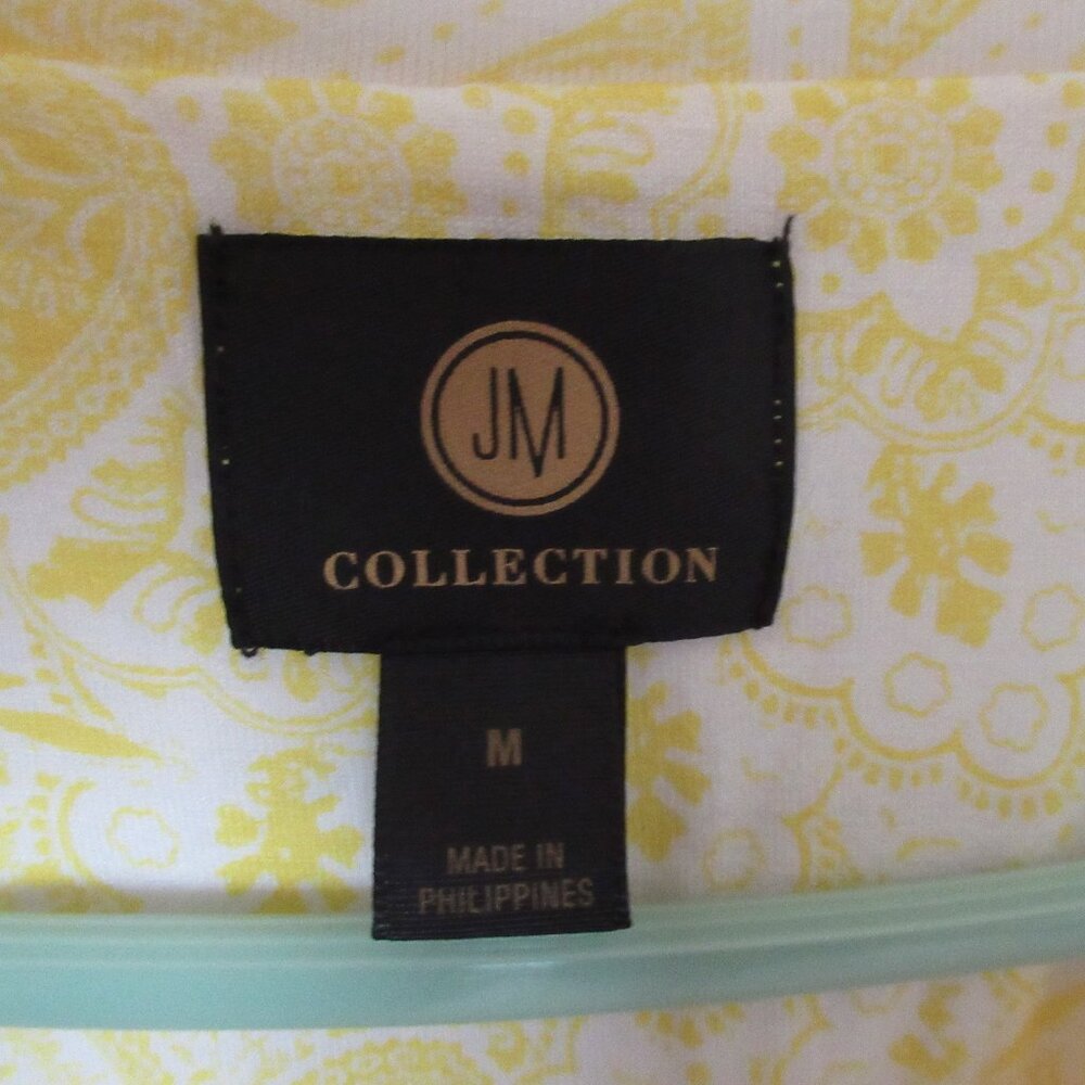 JM Collection Tunic Top, Size-M, NWT, Yellow/White Print - Picture 8 of 8